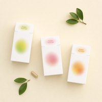 Boîte pliante blanche personnalisée avec impression dégradée douce CMYK, fermeture à languette, pour emballage de capsules de suppléments de santé et de vitamines