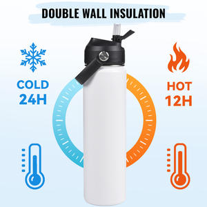 Bouteille d'eau isotherme en acier inoxydable de 18 oz avec couvercle à paille, sans BPA, anti-fuite, garde le froid 24h et le chaud 12h pour la randonnée, le camping et les voyages - Product Image 5