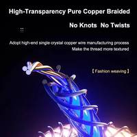 Cable de Carga para Teléfono Celular 3 en 1 con Iluminación LED RGB de 7 Colores Graduales, Cable de Datos USB Tipo C de Carga Súper Rápida de 1M 3.3FT 66W