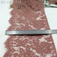 Tissu en dentelle Chantilly rose foncé de 23 cm, dentelle florale Chantilly épaisse, bordure en dentelle cils pour décorations de vêtements féminins