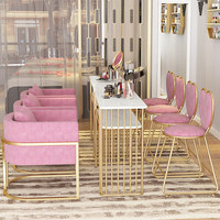 Led meubles manucure équipement de bureau de fantaisie tabouret lumière et ensemble de chaise pour triple salon de beauté table à ongles