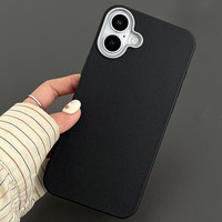 Funda Protectora para Teléfono Móvil de TPU con Textura de Cuero Simple, Color Sólido, Antigolpes, con Protección Metálica para la Cámara, para iPhone 16 15 Pro Max 14 Plus 13