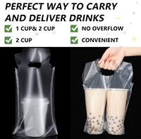 Sacs en plastique PE biodégradables personnalisés avec logo pour gobelets de thé au lait, café et jus - Emballage de livraison, sac de transport pour boissons
