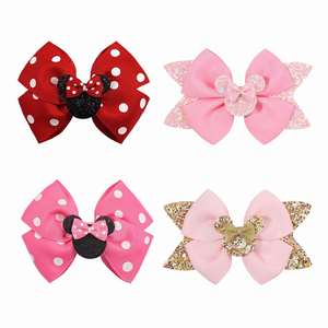 Pasador de Pelo con Lazo de Acrílico con Puntos y Lentejuelas de 5cm para Niñas, Accesorios para el Cabello con Diseño de Mickey Mouse para Fiestas - Product Image 1