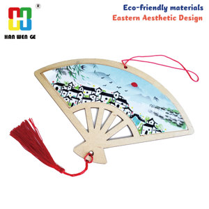 Hanwenge STEM DIY Éventail en bois décoratif, esthétique orientale, paysage traditionnel du Jiangnan, écologique et non toxique - Product Image 1