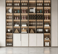 Armoire à vin murale intégrée moderne sur mesure avec éclairage LED, porte vitrée et rangement pour bouteilles