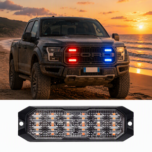 Luz Estroboscópica de 24 LED con Lente Ahumada, Doble Color Rojo y Azul, ECE R10, Unidad de Baliza de Advertencia de Superficie de Fijación Empotrada para Camiones, Superventas - Product Image 1