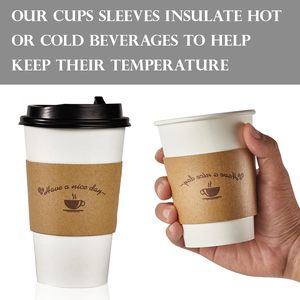 Manchons en papier biodégradables pour boissons chaudes, hôtels et cafés, 8/12/16 oz, avec logo - Product Image 3