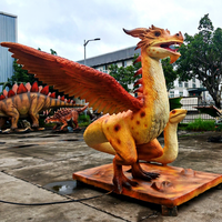 Grande statue de dragon occidental réaliste à deux têtes, modèle animatronique géant et mobile pour la décoration de parcs et parcs à thème