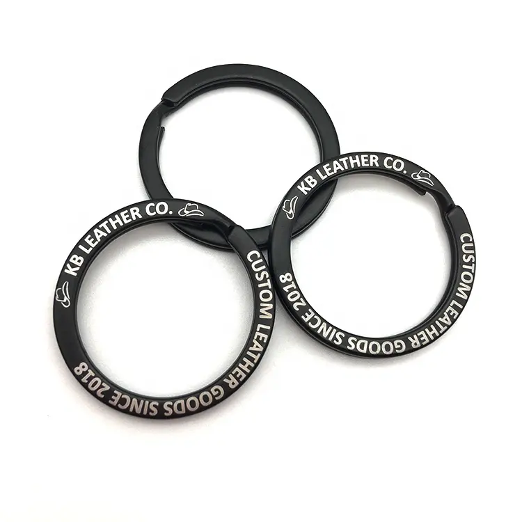 1 Inch Matt Black Metal Ring Antique Brass Flat Custom Logo Metal Split Key Ring