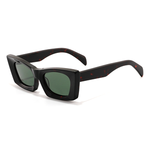 <b>Rectangle</b> Full Rim <b>Sunglasses</b> <b>Black</b> Frame Green Lens Anti-Uv Protection Women Adult - Product Image 4