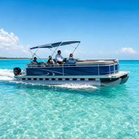 Bateau ponton en aluminium avec moteur hors-bord, yacht de luxe 8-12 passagers pour divertissement familial