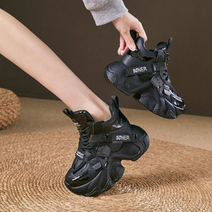 Chaussures de marche décontractées et sportives pour femmes en cuir véritable, plateforme printemps 2026, semelle épaisse, hauteur accrue de 8 cm, coussin d'air respirant - Product Image 4