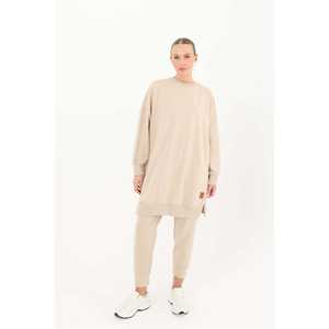 Ensemble de tunique en tricot pour femmes Manches longues Beige foncé Casual Toutes saisons LXL-SM - Product Image 5