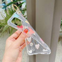 Étui de téléphone en silicone souple transparent avec motif de dessin animé mignon et bracelet pour Samsung S21 Ultra A21S