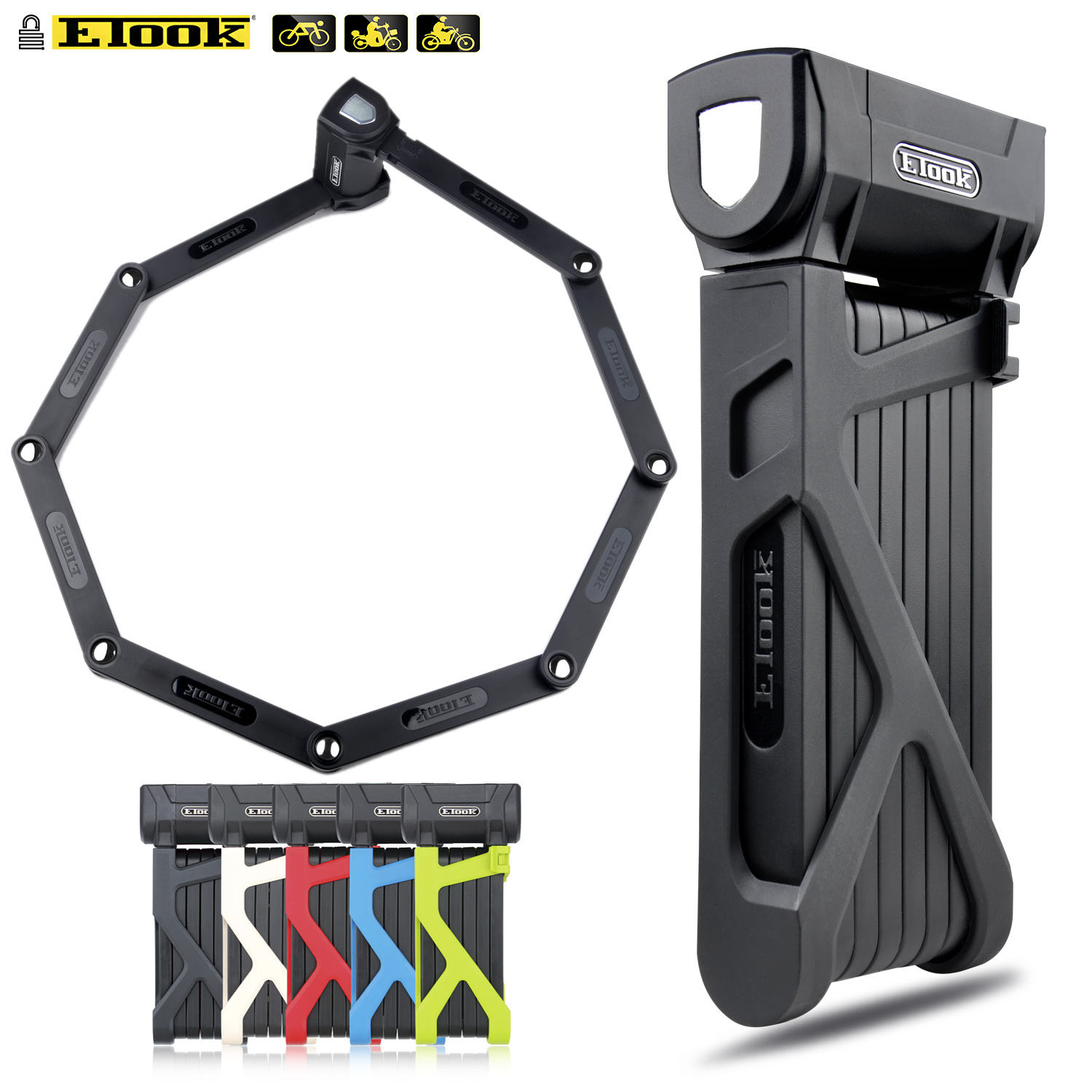 Etook Patented Bracket Bicycle Folding Lock Anti Theft Heavy Duty  Strong Foldable Lock for E Bike Scooter Motorcycle