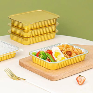 Conteneur en aluminium jetable rectangulaire, plats en feuille <span class=keywords><strong>d</strong></span>'aluminium, <span class=keywords><strong>plat</strong></span> à griller, conteneur en aluminium pour la restauration avec couvercle, prix - Product Image 4