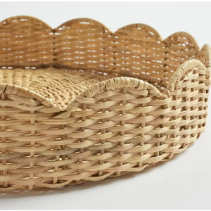 Bandeja de Servicio Tejida a Mano de Ratán Natural, Cesta de Almacenamiento con Forma de Flor - Product Image 4