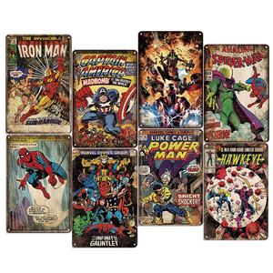 Panneau mural Vintage Captain en étain, dessin animé homme, Spider-Man, peinture métallique, salle de bain, blanchisserie, décoration rétro de salon pour bébé, décor de maison - Product Image 1