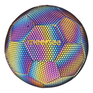 Balón de Fútbol Reflectante Holográfico Tamaño 5, Balón Brillante Reflectante para Juegos Nocturnos y Entrenamiento, Cuero PU Resistente - Product Image 1