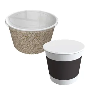 Özel yapılmış Co dostu gıda sınıfı sızdırmaz Compostable, tek kullanımlık kağıt kase dondurma dondurulmuş yoğurt kağıt bardaklar/