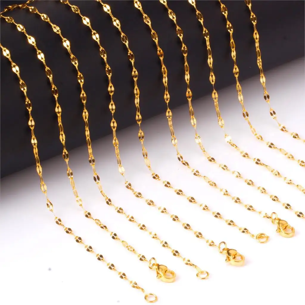 Duyizhao Hot Sale Gold Plated 10pcs/set Stainless Steel Necklace Black/Steel Silver Rose Gold Jewelry Chains for Women/Men