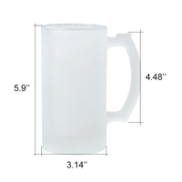 Mug à bière en verre transparent givré de 16 oz, personnalisable par sublimation ou sérigraphie, certifié CE/EU, compatible micro-ondes et lave-vaisselle – Vente chaude