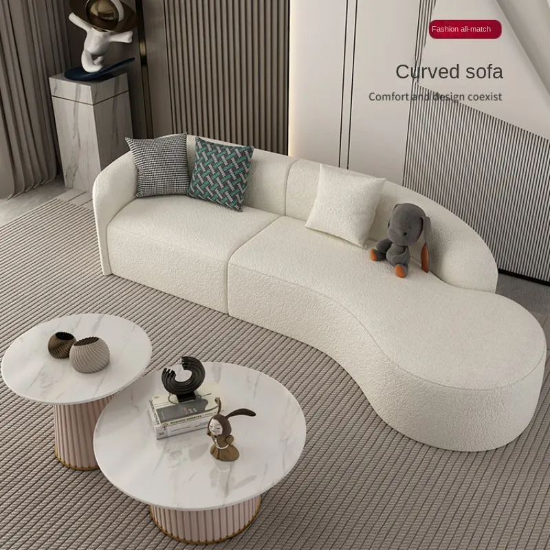 Canapés minimalistes incurvés canapé modulaire maison coussin en plumes à l'intérieur ensemble de meubles d'intérieur canapés de salon