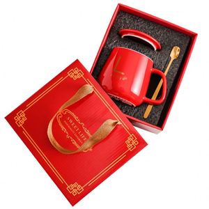 Custom Nordic Heating Ceramic Coffee <b>Mug</b> Gift Set Lid Spoon Customizable Logo Color Corporate Promotion Father's Day Gifts - Product Image 3