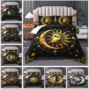 Bohemian mặt trăng mặt trời vàng đen bedding Set 3D in kỹ thuật số <span class=keywords><strong>Comforter</strong></span> Set - Product Image 2
