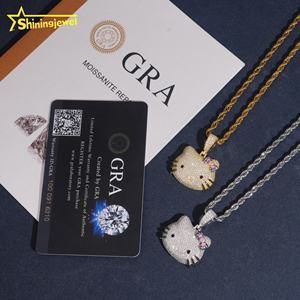 Neues Design 925 Silber Lieblicher Katzen-Moissanit-Anhänger Feiner Schmuck Maßgefertigter Iced Out Moissanit-Anhänger Halskette - Product Image 3