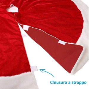 Gonna per albero di Natale, diametro 80 cm, in peluche rosso con bordo bianco, per decorare la base dell'albero di Natale - Product Image 4