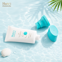 Tube cosmétique ovale souple blanc personnalisé D35 40-80 ml avec pompe sans air et bouchon à vis pour crème solaire et lotion corporelle
