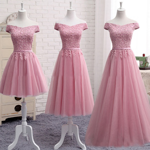 Off Shoulder Pink Bridesmaid Dress A Line Tulle Sweetheart Neckline Formal Wedding Party Dress - Product Image 1