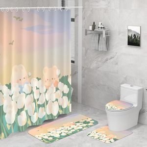 Rideau de Douche en Polyester Imprimé Marbre Ondulé Assorti, Rideau de Salle de Bain Imprimé Numérique Personnalisé, Imperméable, Vente en Gros, Moderne - Product Image 1