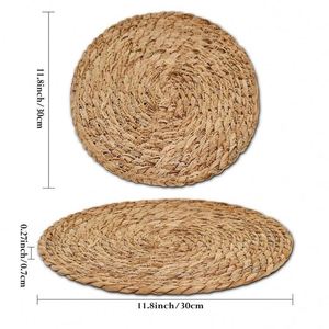Tasses à thé isolées de style japonais, tapis de table circulaires en paille tressée à la main pour mariages, dîners et tables à café - Product Image 3
