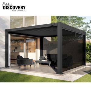 Nhôm Louvre pergola khung nhôm với hệ thống năng lượng mặt trời và điều chỉnh mái điều khiển từ xa - Product Image 3