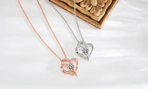 Wholesale High Quality Fine Elegant love Heart with <b>Big</b> <b>Crystal</b> and Stones Necklace Gift for Women - Product Image 6