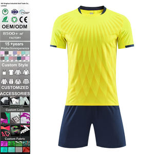 เสื้อฟุตบอลสำหรับผู้ใหญ่ผ้าโพลีเอสเตอร์/ ผ้าฝ้ายระบายอากาศได้ดีเสื้อคอลูกเรือแห้งเร็วทำจากผ้าโพลีเอสเตอร์ออกแบบโลโก้ได้ตามต้องการ - Product Image 1