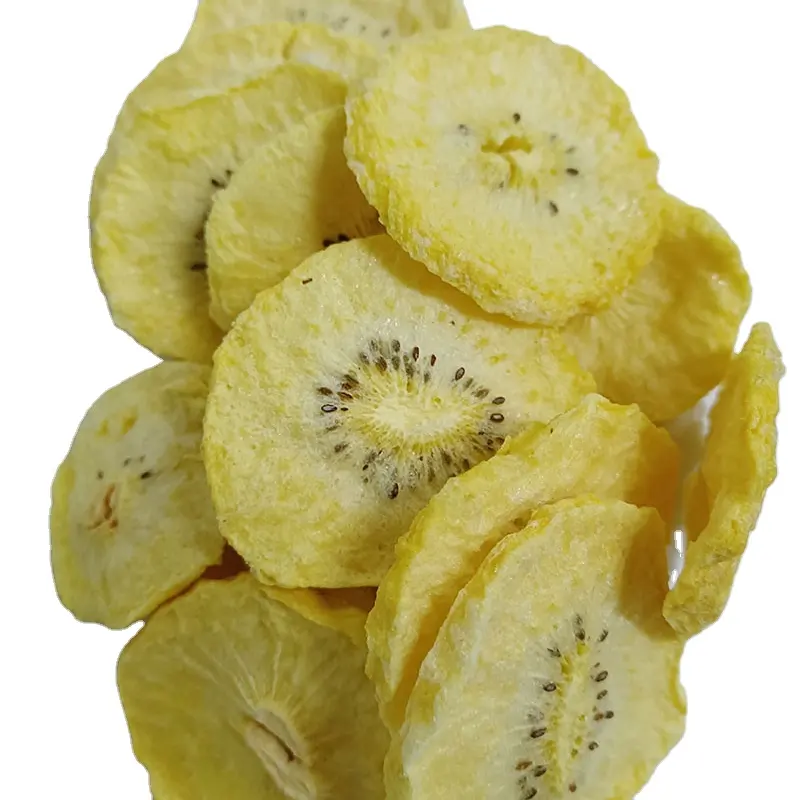 Guoyue kiwi liofilizado natural FD coração amarelo fatia de kiwi fruta em pó nutrição frutas liofilizadas saudáveis