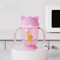 Biberon en plastique PP sans BPA avec poignées, motif dessin animé, anti-colique, col large, 240 ml/300 ml, pour nouveau-nés, nourrissons et enfants