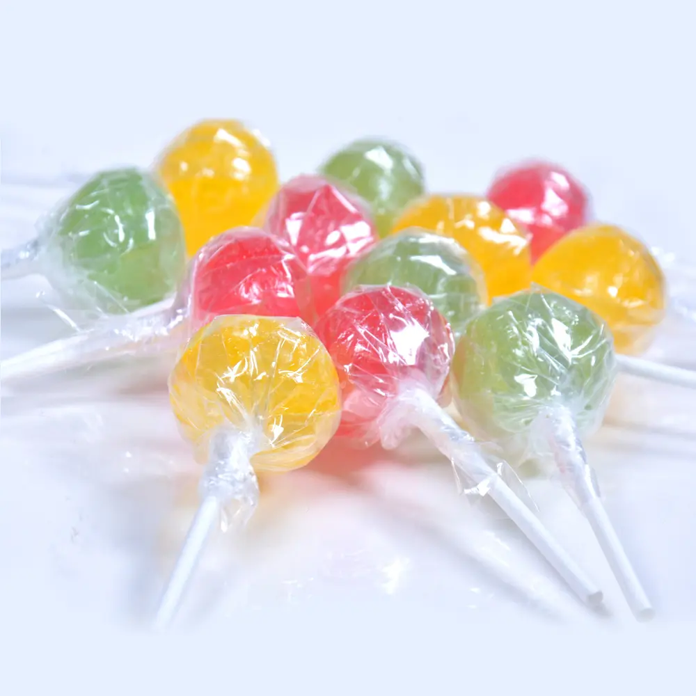 Amos Hot Selling Bal Lolly Honing Sweets Oem Ronde Multi-Kleuren Lollipop Hard Candy