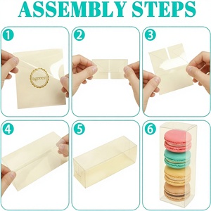 Boîtes de faveur en plastique PET transparent de 2x2x2 pouces recyclables Mini bonbons Macaron boîte de fête de mariage pour friandises portefeuilles estampage impression - Product Image 3