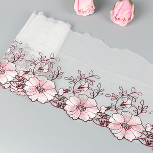 Nuevo encaje de flores rosas tela de red adornos de encaje bordados para ropa, accesorios de dobladillo de vestido de novia - Product Image 2