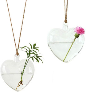 Hanging Planters Bud Flower Propagation Station Water Air Plant Glass Vase Heart-Shaped Container <strong>Terrarium</strong> <strong>Kits</strong> for Hydroponic - Product Image 1