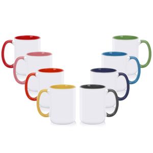 Mug en émail de 15 oz avec poignée et intérieur colorés |   8 couleurs vibrantes au choix |   Commandes en gros disponibles - Product Image 6