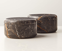 Vente en gros de pots à bougies pilier multi-mèches durables en marbre noir et or naturel, faits à la main, avec couvercles, en vrac, pour la décoration intérieure