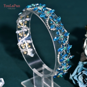 YouLaPan Accessorio per Capelli da Sposa con Strass Azzurro Chiaro, Coroncina Scintillante di Lusso per Banchetti e Feste HP266 - Product Image 5