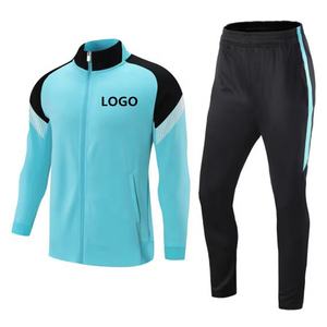 Custom <span class=keywords><strong>Blue</strong></span> Voetbal Team <span class=keywords><strong>Uniform</strong></span> Mannen Kids Voetbal Trainingspak Voetbaljas Broek Jeugd Lange Mouw Voetbal Trainingspakken - Product Image 1
