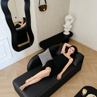 Canapé Chaise Longue en Cuir Patte de Chat, Design Luxe Léger, Oreilles d'Éléphant, Mobile pour Espaces Étroits, Garantie 10 Ans